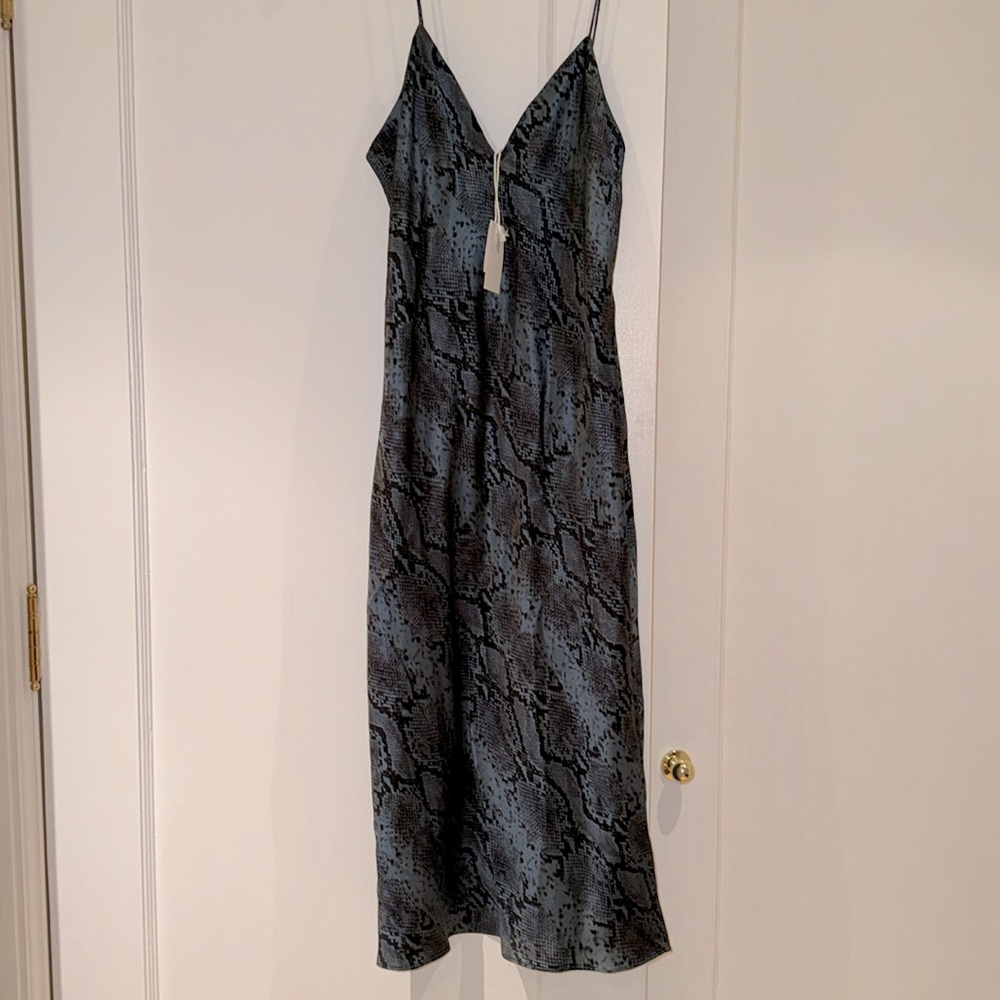 Blue leopard spaghetti dress